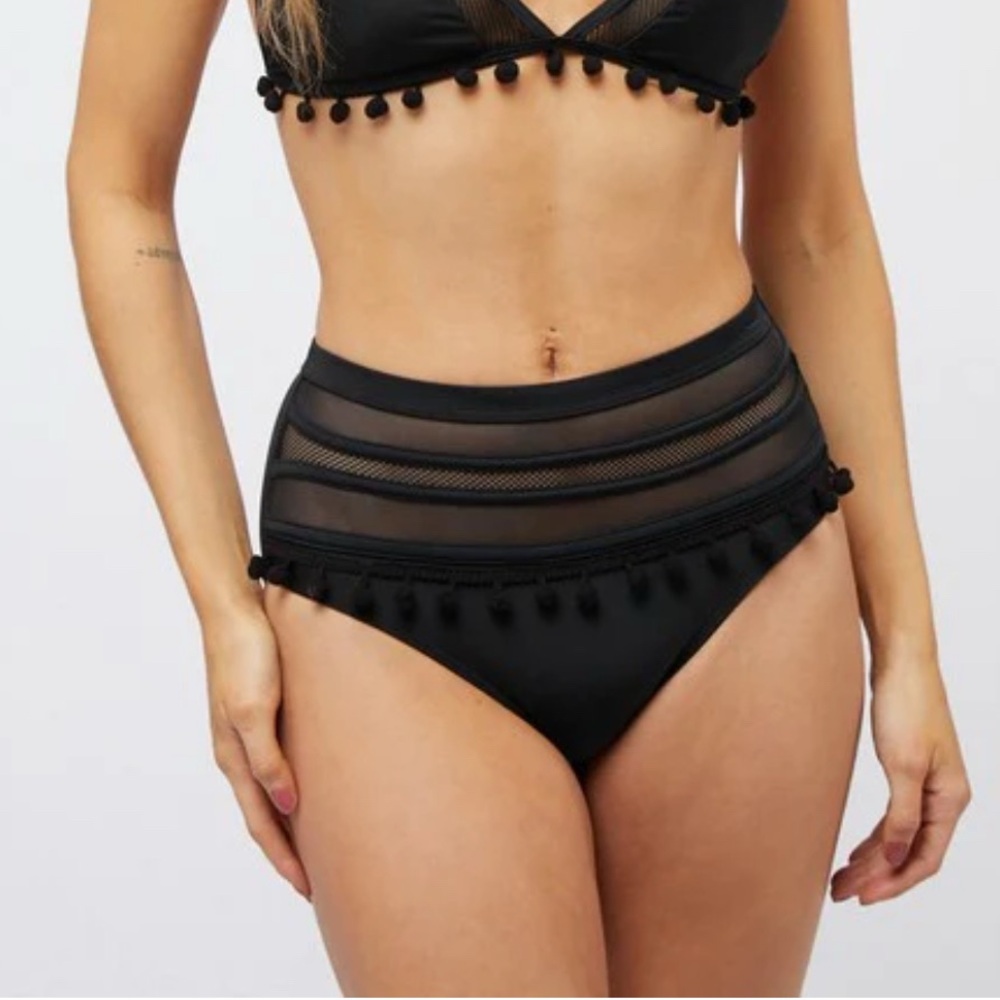 Davi & Dani Black High-Waisted Bikini Bottom